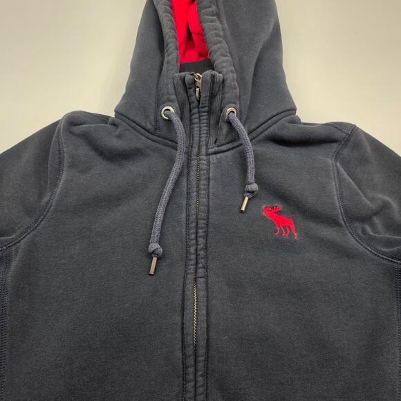 VTG Abercrombie & Fitch Full Zip Hoodie Moose Logo Jacket Women Small - Picture 5 of 11